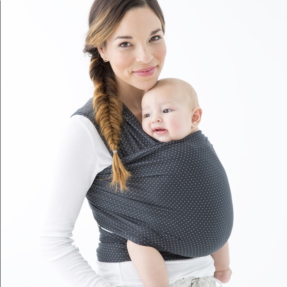 Solly Baby Wrap, Charcoal Swiss Dot